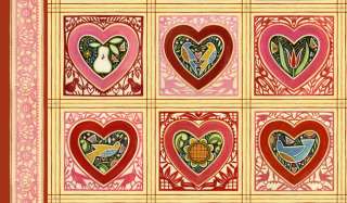 FOLK ART HEARTS MARZIPAN fabric by Julie Paschkis Fat Quarters Out of 