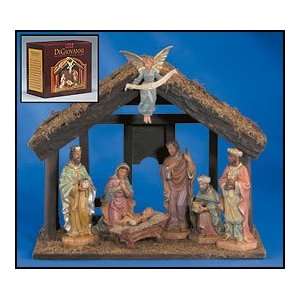  7pc Nativity Set with Wood Stable, 11 H 