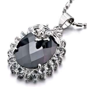   Elegant Dark Amethyst Oval Crystal Pendant Necklace Pugster Jewelry