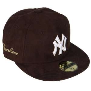  New Era Cap Fitted New York Yankees Suede Brown White Logo 