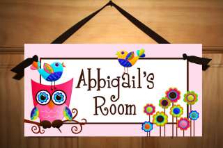 Psychedelic Owls Girls Bedroom Baby Nursery Door Sign  