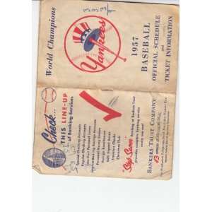  1957 New York Yankees Baseball Schedule 