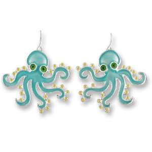 Calypso Octopus Enamel & Silver Earrings Jewelry