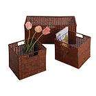 set of 3 wicker rattan storage baskets for leo shelf