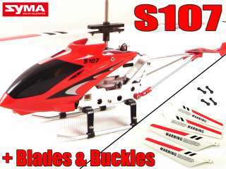 GYRO Syma S107 3CH Red RC Helicopter + Blades & Buckles  