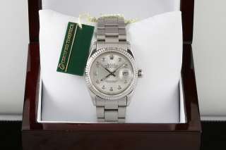 Mens Rolex Silver Diamond Dial Datejust Oyster Watch  