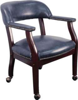 NAVY VINYL GUEST RECEPTION SIDE CHAIR WITH CASTERS  