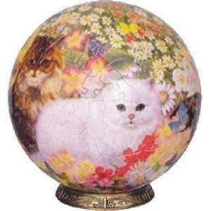  PUZZLE SPHERE 540 PIECES 3D JIGSAW PUZZLE CATS IN FLOWERS 