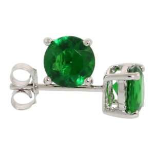 Sterling Silver Emerald Green 1 Carat Size (each) Brilliant Cut Basket 