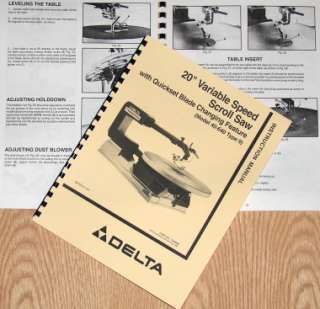 DELTA 40 640 20 Scroll Saw Instruction Parts Manual  