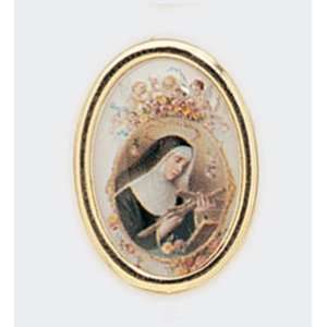  Gold Plated Religious Lapel Pin   Saint Rita Cascia 