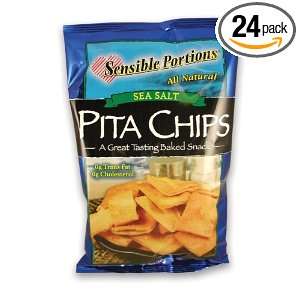 Sensible Portions Pita Chips, Sea Salt, 1.75 Ounce Bags (Pack of 24 