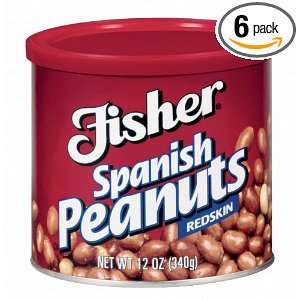 Fisher Peanuts, Spanish, 12 Ounce Packages (Pack of 6)  