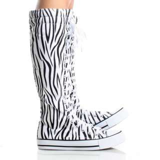   Up Knee High Boots Canvas Sneakers Womens Skate Shoes Size 8  