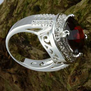 Elegant Big Garnet Topaz Jewelry Gems Silver Ring Size #9 #S Z11 Free 