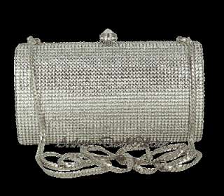   Crystal Evening Bag Handbag Purse w/ Swarovski Crystals   AD114 Silver