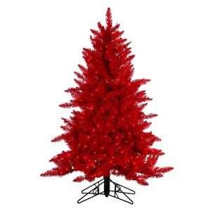 com 4.5 Pre Lit Designer Red Ashley Spruce Artificial Christmas Tree 