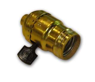 Description Lamp holder with threaded socket, gold finish.