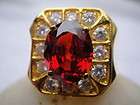 GOLD RING Square Smart Orange Quartz Oval Sapphire CZ Gem Men Jewelry 