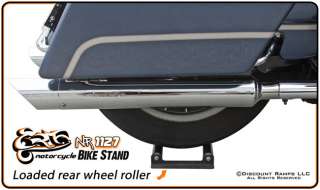 NEW MOTORCYCLE BIKE STORAGE STAND ROLLERS + CENTER LIFT  