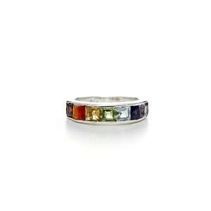  Gemstone Silver Ring   Rainbow Purity Chakra Jewelry
