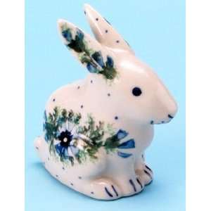  Polish Pottery Rabbit Figurine 3 1/2 H x 3 W x 1 3/4 L 