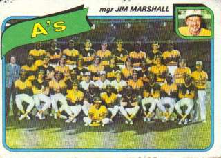Topps 1980 Oakland As Trading Cards ( Team Photo )  