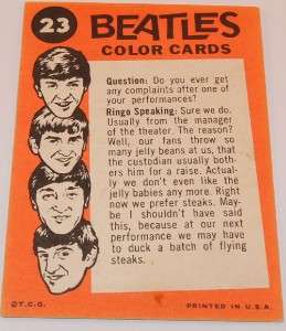 1964 The Beatles GUM TRADING CARD #23 COLOR CARD  