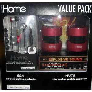   Pack  iHM78 Rechargeable Mini Speakers/ iB24 Earbuds Electronics