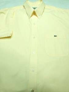 LACOSTE FRANCE Btn Down Yellow Short Sleeve Shirt Sz 42 = L  