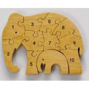  Numbers Elephant Wooden Chunky Puzzle Toys & Games