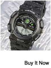 WEIDE Black Quartz Sport Men Analog Steel Wrist Watch New  