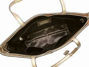 Coach 18877 Signature Stripe SIS Stitch Leather Metallic Tote Bag GOLD 