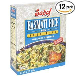 Sadaf Basmati Rice Sabzi Mix, Herbs Rice, 6 Ounce Box, (Pack of 12 
