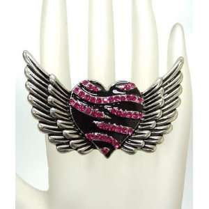  Rockabilly Gothic Pink & Black Heart and Wings Rock Angel 