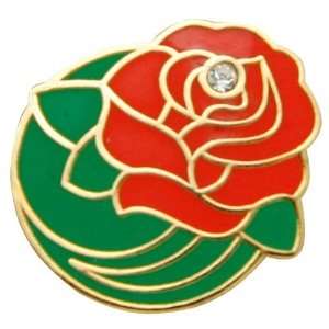  Tournament of Roses Official Rose 1/2 Pin w/ Crystal 