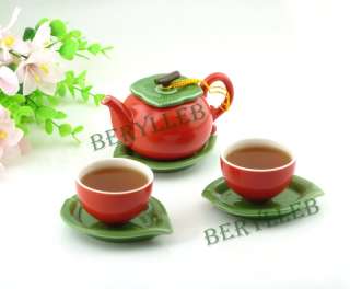 Tea Ceremony Accessory Green Leaf Porcelain Teacup Tray  