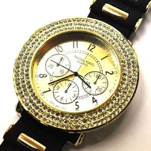NEW ICED MENS TECHNO KING WATCHES GOLD FACE w GOLD BAND #07GBK  