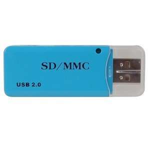  USB 2.0 SD/MMC Card Reader/Writer (Blue) Electronics