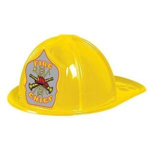    Yellow Plastic Fire Chief Hat (Silver Shield) Toys & Games