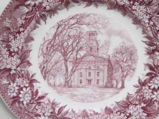   Marietta College Erwin Hall Red Pink Transfer Ware Commemorative Plate