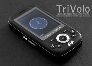 TriVolo   Triple SIM Slider Mini Cell Phone Worldwide Quadband GSM 