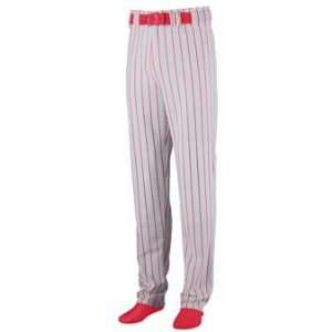 Striped Open Bottom Baseball/Softball Pants   LARGE   RED & GREY 