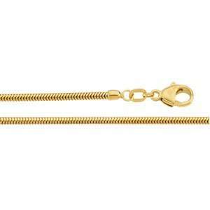    14K Yellow Gold 24 Inch Solid Round Snake Chain CleverEve Jewelry