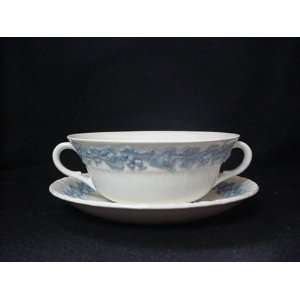  WEDGWOOD CREAM SOUP/SAUCER QUEENSWARE LAVENDER/CREAM (SE 