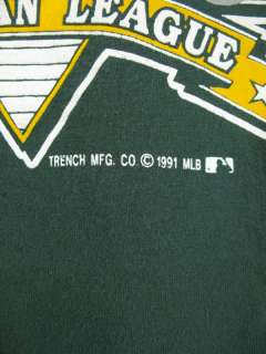 Vintage 90s OAKLAND As MLB T SHIRT Trench 1991 XL/XXL  