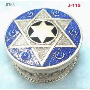  Jewelry Box Pewter Sparkly Blue & Silver Star Of David 