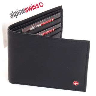 Mens Leather Wallet Alpine Swiss Bifold Trifold Hybrid Foldout ID Euro 