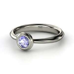  Bezel Ring, Round Tanzanite Palladium Ring Jewelry