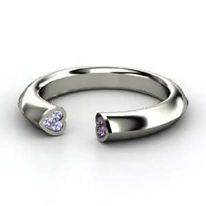   Hearts Ring, Sterling Silver Ring with Amethyst & Tanzanite Jewelry